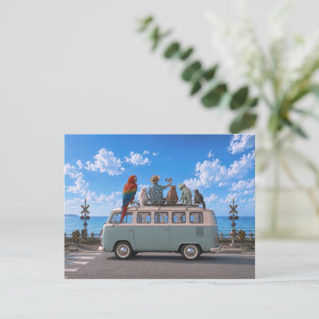 Selfie Boy Coastal Road Trip Mouse Pad Postcard (Standing Front)