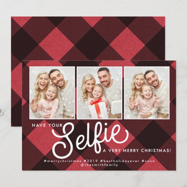 Selfie Carte de Noël, Selfie Carte de vacances, Se (Devant / Derrière)