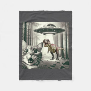 Selfie Cat Dinosaur T Alien UFO Rex Fleece Blanket