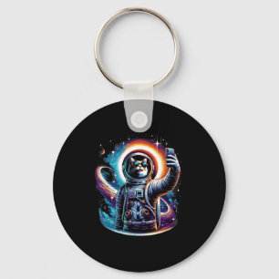 Selfie Cat Total Solar Eclipse Keychain