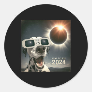 Selfie Dalmatian Kids Mens Solar Eclipse Dog Classic Round Sticker