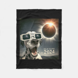 Selfie Dalmatian Kids Mens Solar Eclipse Dog  Fleece Blanket