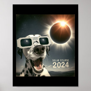 Selfie Dalmatian Kids Mens Solar Eclipse Dog  Poster