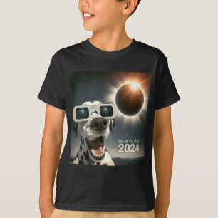 Selfie Dalmatian Kids Mens Solar Eclipse Dog T-Shirt