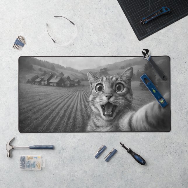 Selfie De Chat Avec Alien UFO Drôle Cadeaux De Cha (Poste de travail)