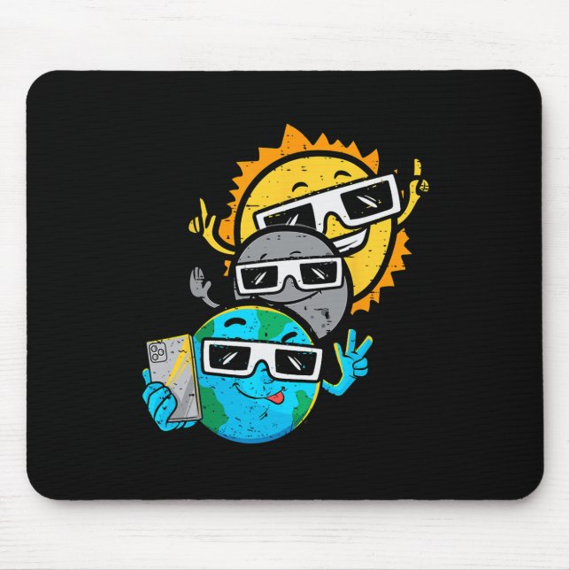 Selfie Earth Moon Sun Chaser Total Solar Eclipse 2 Mouse Pad (Front)
