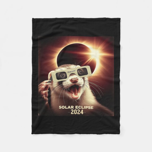 Selfie Ferret Kids Mens Solar Eclipse Ferret  Fleece Blanket (Front)