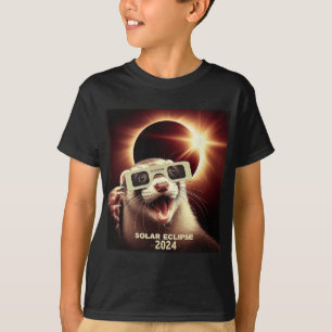 Selfie Ferret Kids Mens Solar Eclipse Ferret T-Shirt
