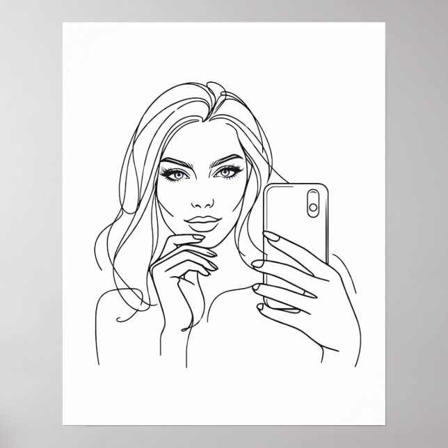 Selfie Girl - Line Art  Poster (Front)