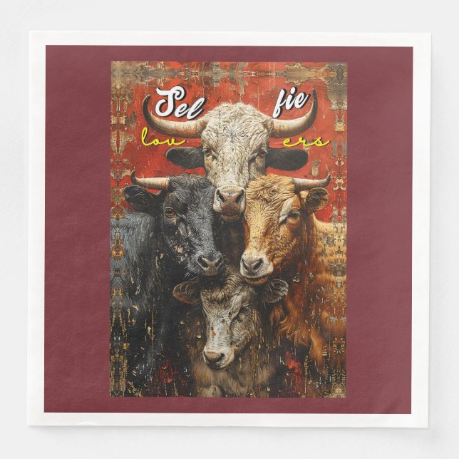 Selfie Lovers Cows Napkin (Front)