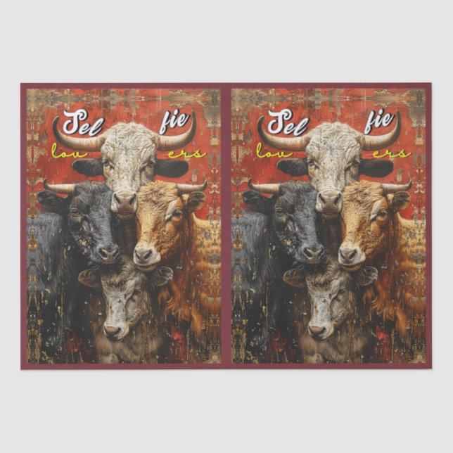 Selfie Lovers Cows Tissue Paper (Front)