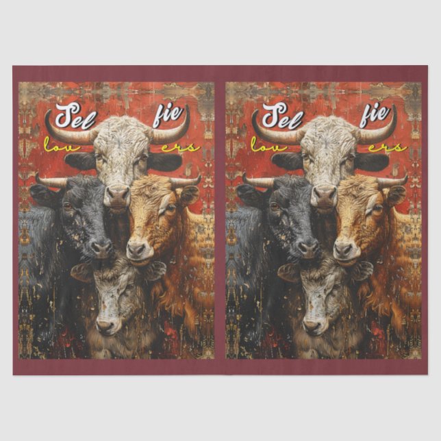Selfie Lovers Cows Tissue Paper (Front)