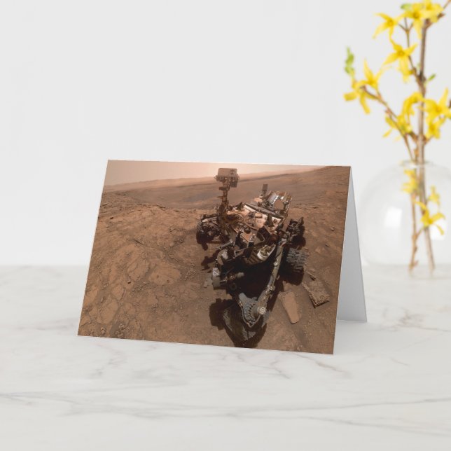 Selfie of Mars Curiosity Red Martian Landscape Card (Yellow Flower)