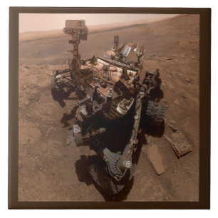 Selfie of Mars Curiosity Red Martian Landscape Tile