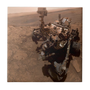 Selfie of Mars Curiosity Red Martian Landscape Tile