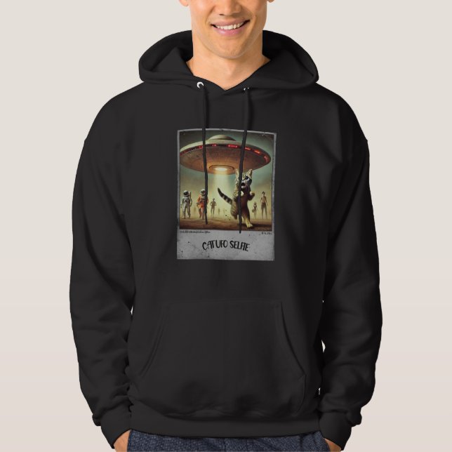 Selfie OVNI de chat : Kitty effrayé (Homme sweat - (Devant)