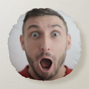 Selfie Photo Upload | Your Face Fun Party Round Pillow