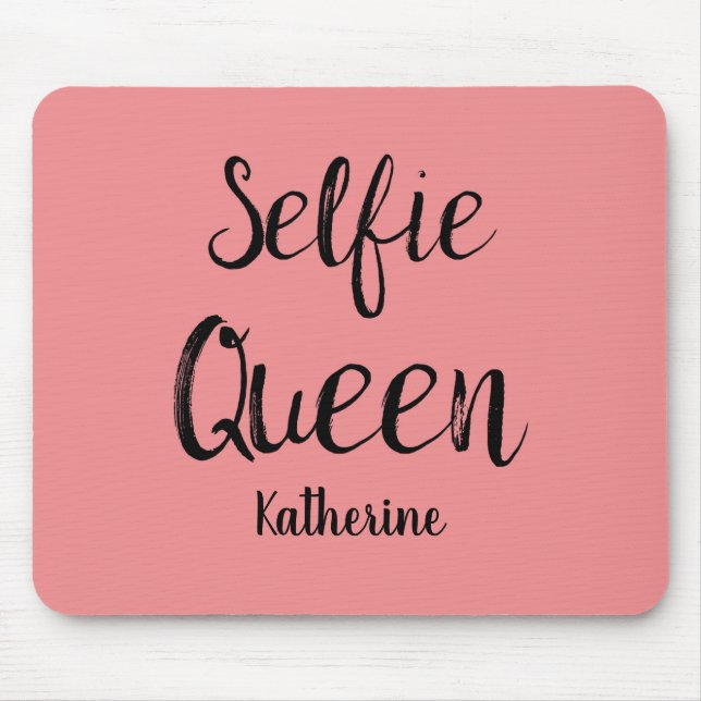 Selfie Queen Name Personalized Coral Orange Mouse Pad (Front)