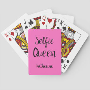Selfie Queen Name Personalized Fuchsia Hot Pink Playing Cards