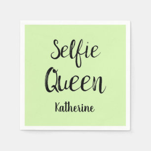 Selfie Queen Name Personalized Lime Green Napkin