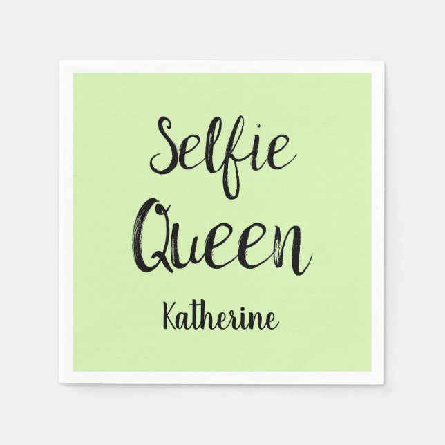 Selfie Queen Name Personalized Lime Green Napkin (Front)