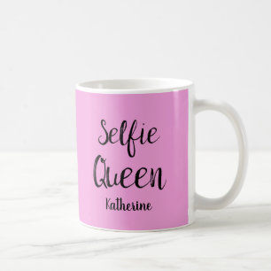 Selfie Queen Name Personalized Pink Coffee Mug