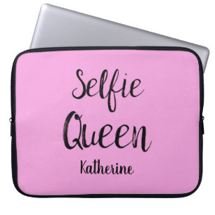 Selfie Queen Name Personalized Pink Laptop Sleeve