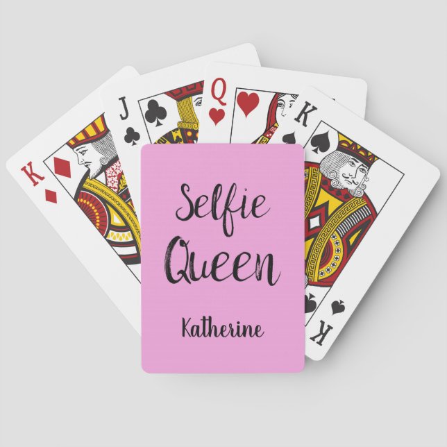 Selfie Queen Name Personalized Pink Playing Cards (Back)