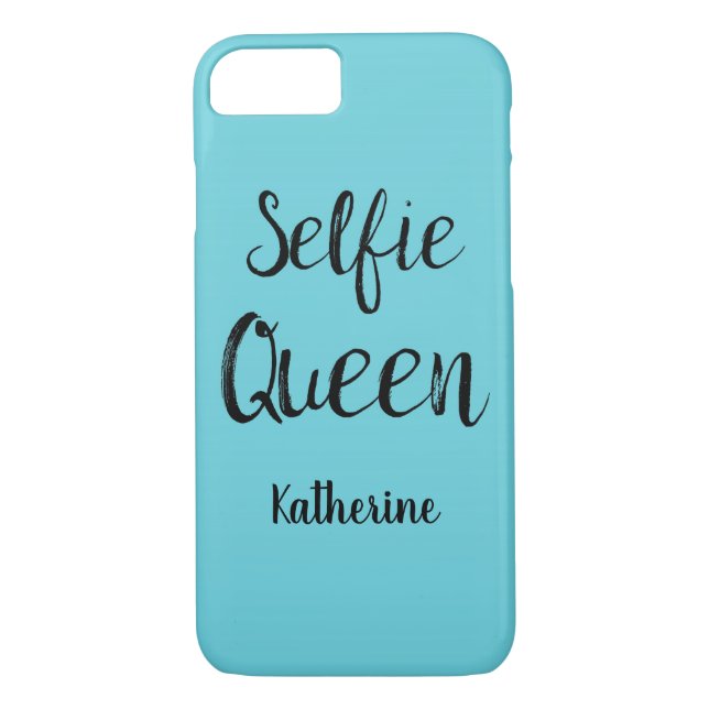 Selfie Queen Name Personalized Turquoise Teal Blue Case-Mate iPhone Case (Back)