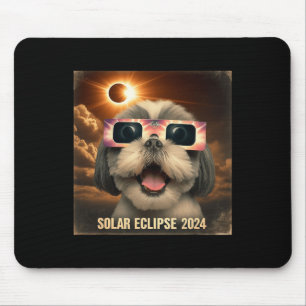 Selfie Shih Tzu Kids Mens Solar Eclipse  Mouse Pad
