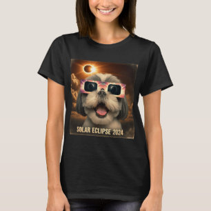 Selfie Shih Tzu Kids Mens Solar Eclipse  T-Shirt