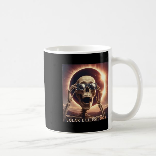 Selfie Skeleton Kids Mens Solar Eclipse  Coffee Mug (Right)