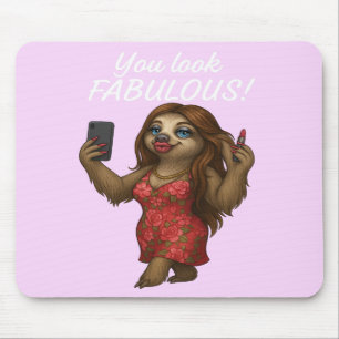 Selfie Sloth – Fabulous in Floral Mouse Pad