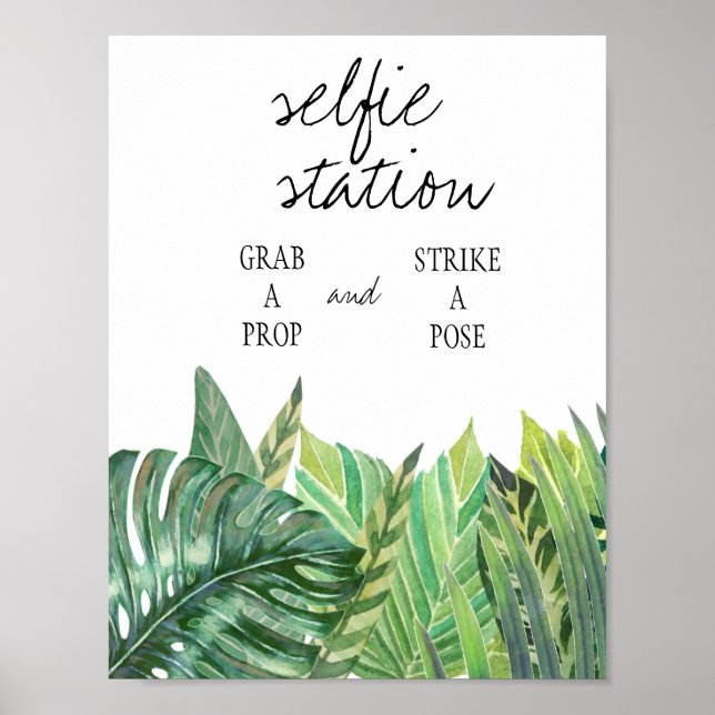 Selfie Station Sign - Greenery Wedding (Front)