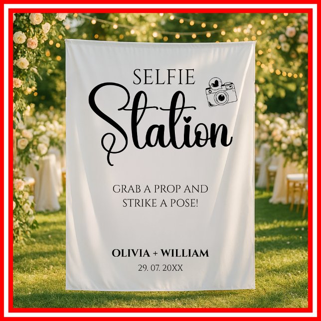 Selfie Station Wedding Sign Modern Backdrop  Tapestry (Creator Uploaded)