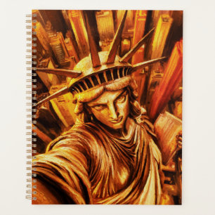Selfie-Style Statue of Liberty Oil Painting Planner