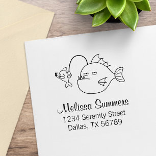 Selfie with Anglerfish Address Rubber Stamp