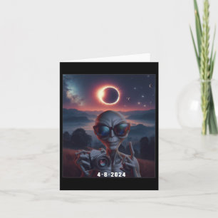 Selfie With Solar 2024 Eclipse Wearing Gles Retro  Card