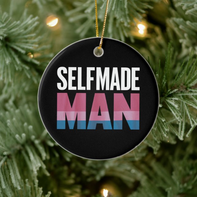 Selfmade Man Transgender Trans Pride Flag Transsex Ceramic Ornament (Tree)