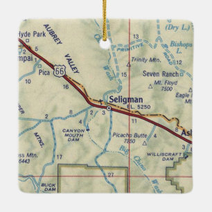 Seligman AZ Vintage Map Ceramic Ornament