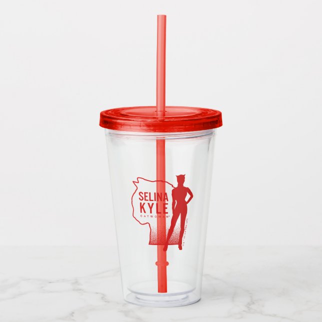 Selina Kyle Catwoman Outline Logo Acrylic Tumbler (Front)