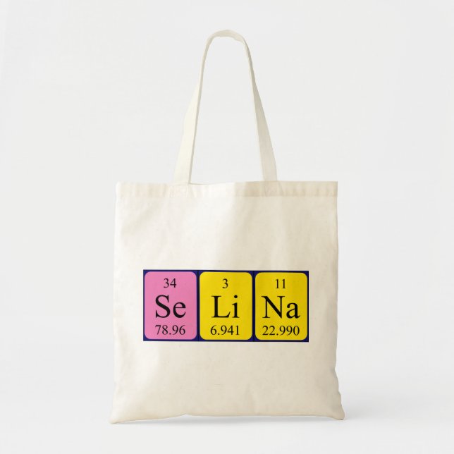 Selina periodic table name tote bag (Front)