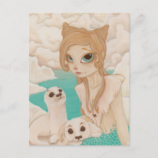 Selkie - Sirène avec Phoque carte postale