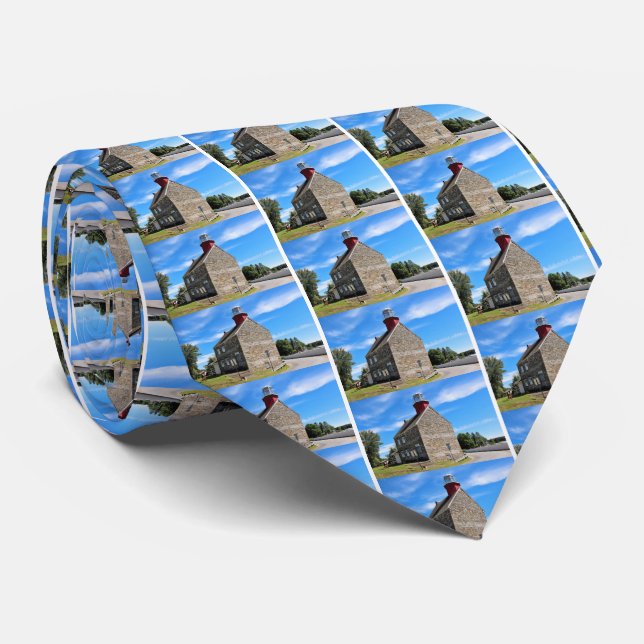 Selkirk Lighthouse, New York Mens Tie (Rolled)