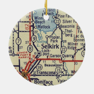Selkirk Manitoba Vintage Map Ceramic Ornament