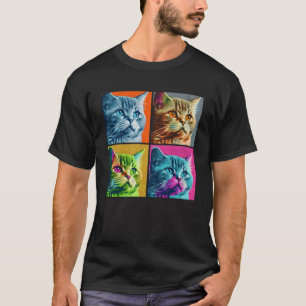 Selkirk Rex Cat Pop Illustration Colourful Animal T-Shirt