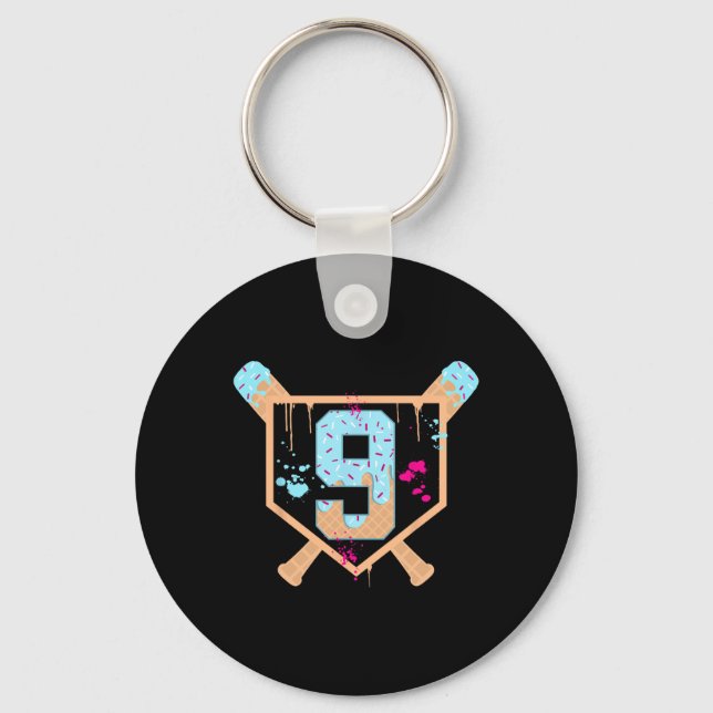 Sell 9 Year Old Ice Cream Drip 9th Birthday Boy Nu Keychain (Front)
