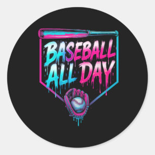 Sell All Day Ice Cream Dripping Sell Home Plate Dr Classic Round Sticker