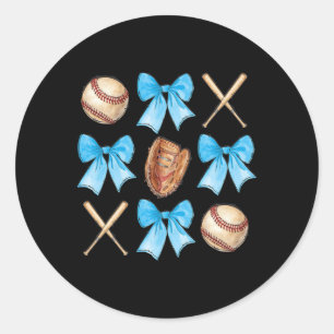 Sell Coquette Bow Cheer Mom Softll Mama Game Day G Classic Round Sticker