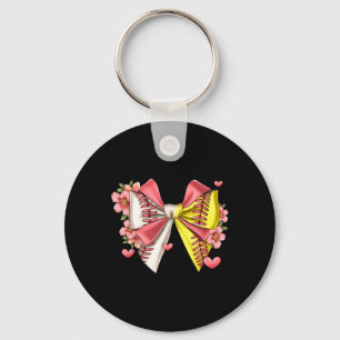 Sell Coquette Bow Softll Flower Game Day Women Gir Keychain